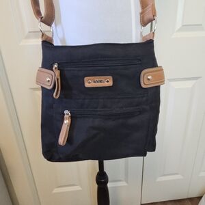 Roots Crossbody Messenger Bag Nylon Black and Brown